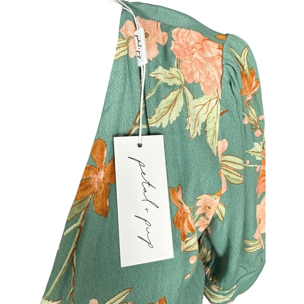 Petal & Pup Frampton Floral Maxi Dress NWT Size 6 Teal Pink Button Front - Picture 2 of 11